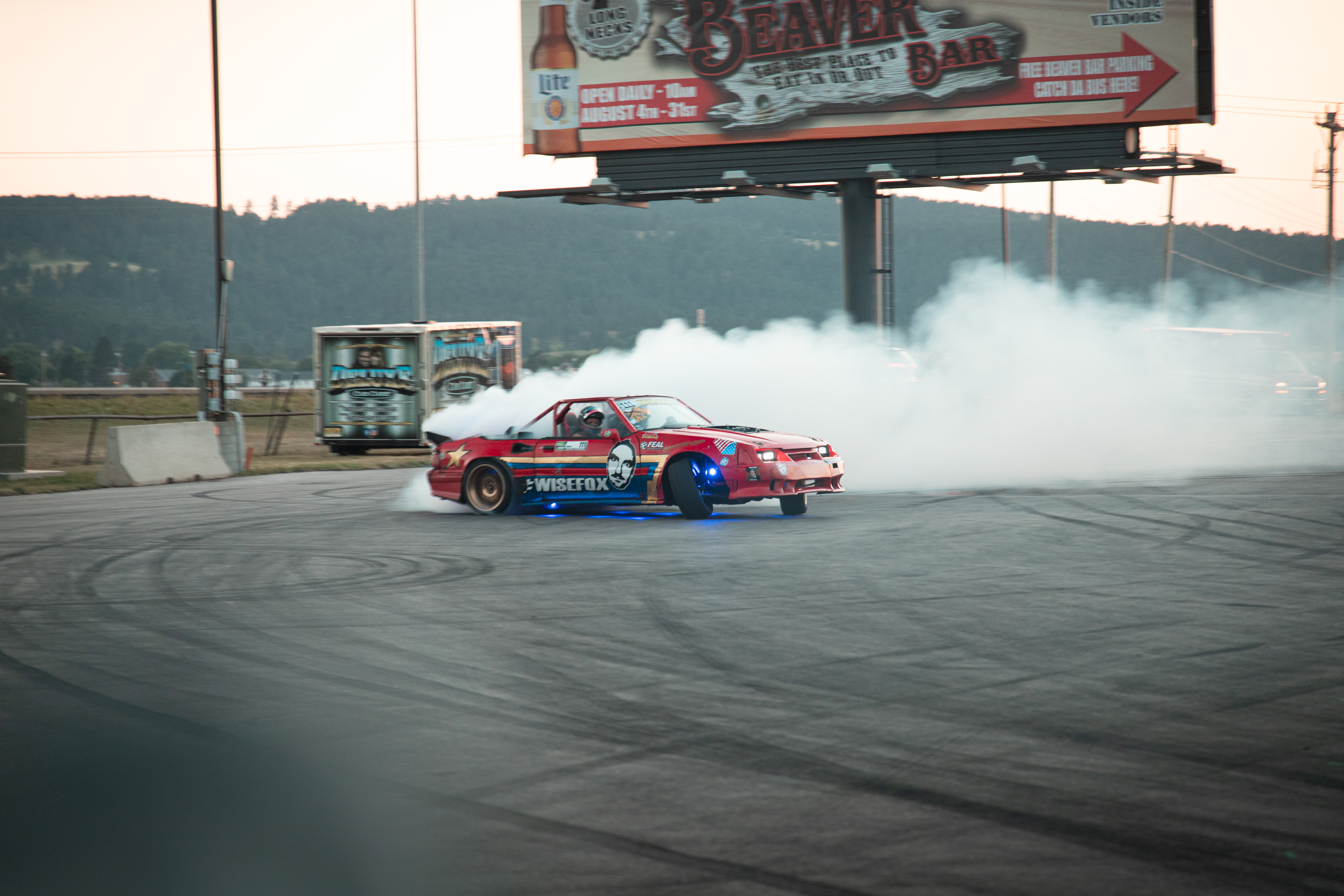 Steve Mass drifts at the 2020 Sturgis Mustang Rally