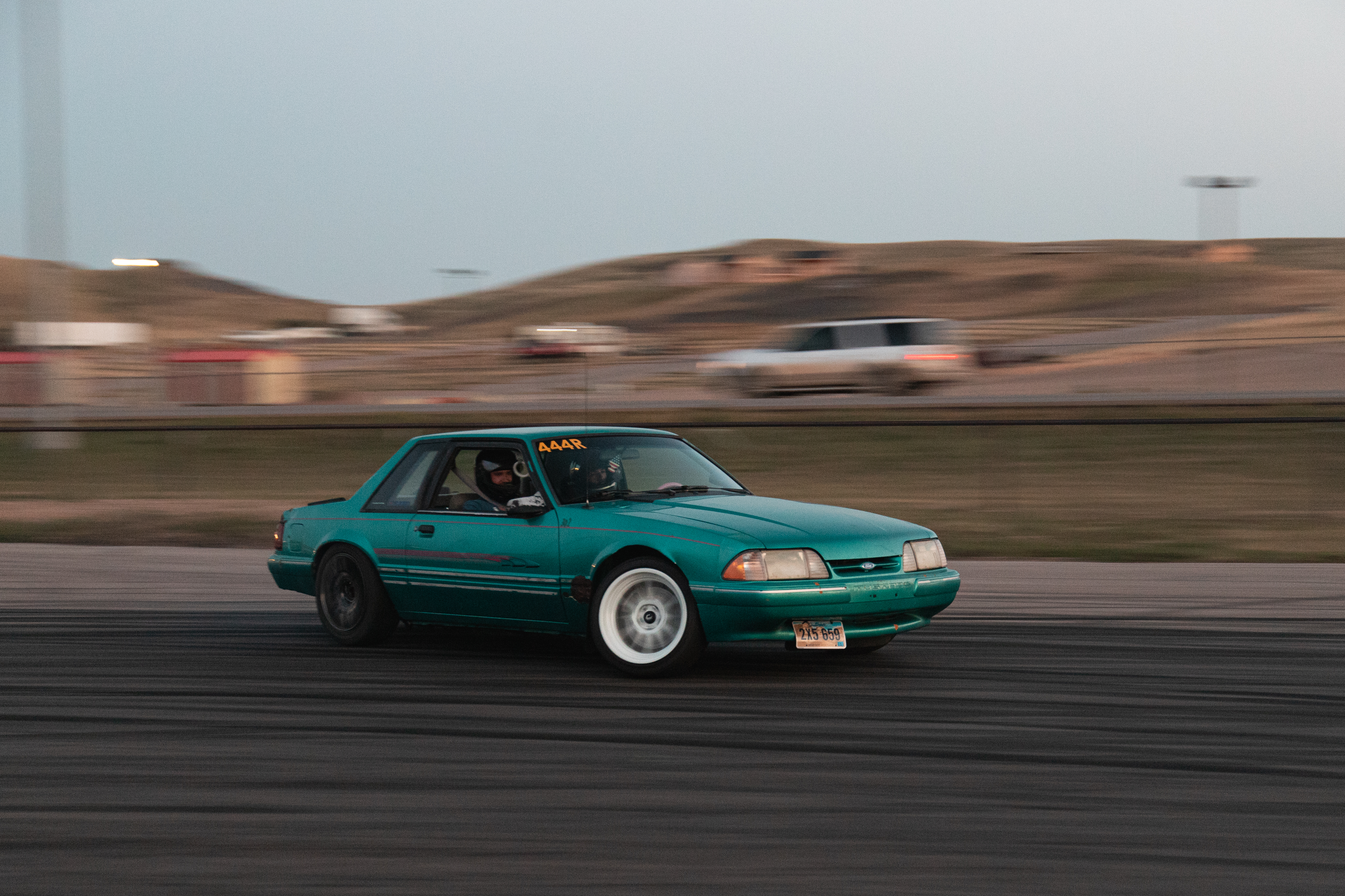 Teegan Herron drifts at the Strugis Mustang Rally